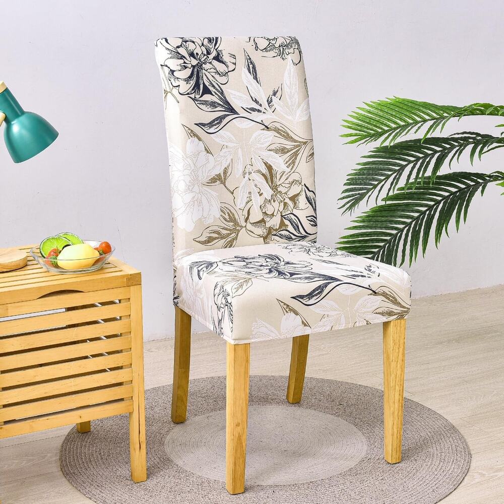 Parsons Chair Protector Floral Stretch Spandex Slipcovers Six Piece Set - Picture 2 of 9